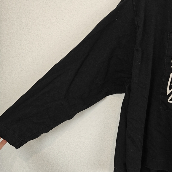 Vintage Mola Art Quilted Embroidered Long Sleeve Shirt Fish Print Size LG - Picture 6 of 11